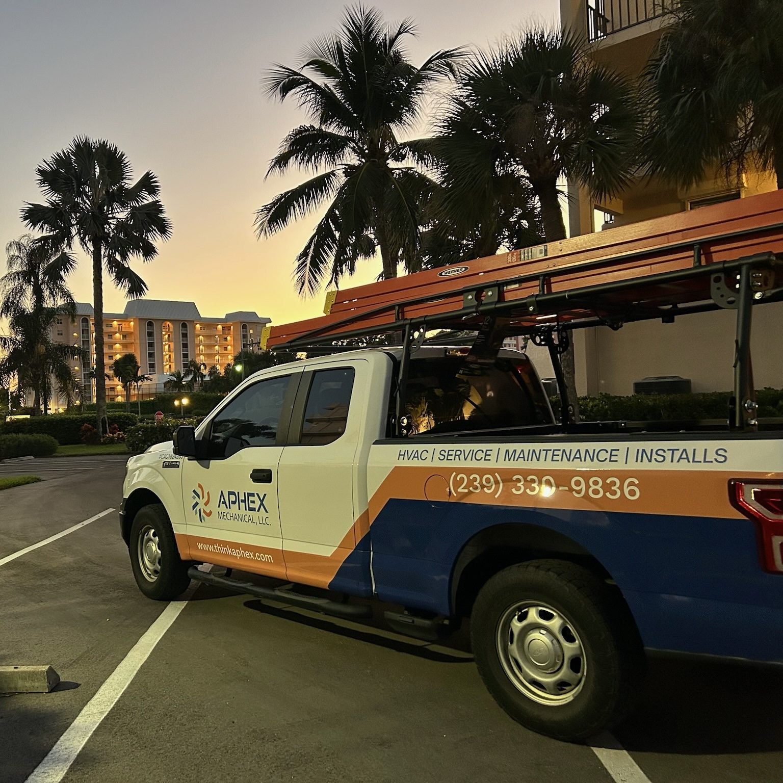 The truck after a run of Marco Island service calls. Salt air keeps that side of the county busy.